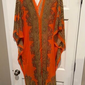 Vibrant Orange Paisley Kimono